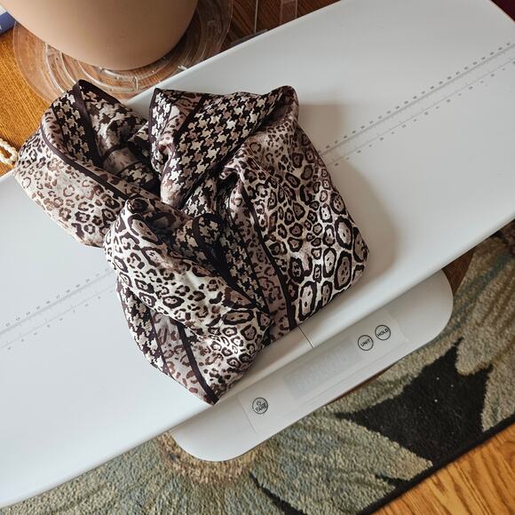 Vintage Animal Print Abstract Geometric Leopard Silk Oscar De La Renta Scarf - Picture 3 of 7